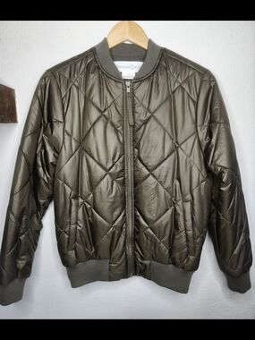 Treasure & Bond Brown Quilted Bomber Jacket
